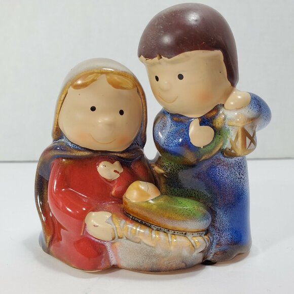 Glazed Ceramic Nativity Christmas Mary Joseph Baby Jesus figurines children - Picture 2 of 12